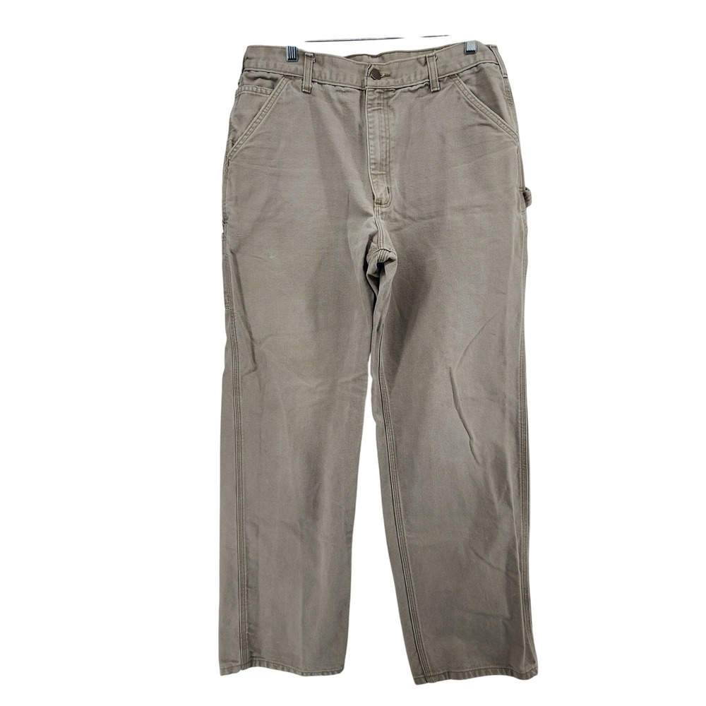 Carhartt 35x34 Tan B11 DES Canvas Work Carpenter Pants Dungaree Fit Heavy Duty - Picture 2 of 8